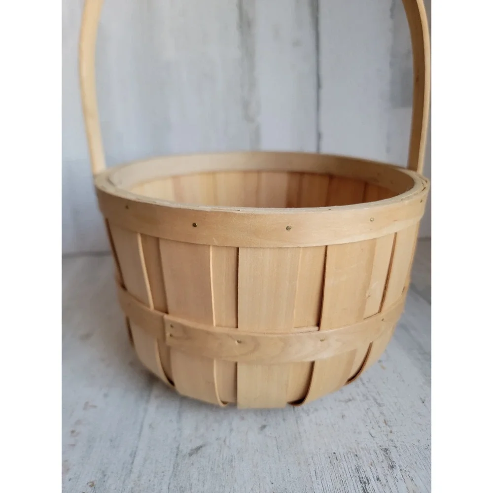 Vintage style‎ bushel basket picnic round home decor storage tan